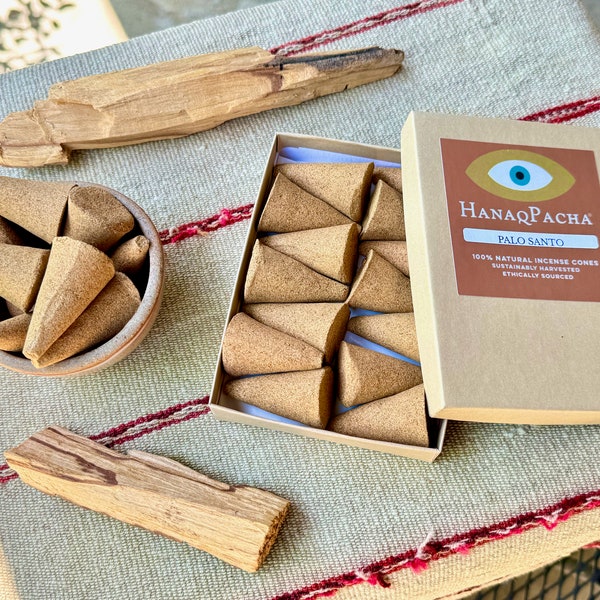 Palo Santo Incense Cones, 100% Natural Handmade Palo Santo Incense, Sustainably Harvested in Peru, Cleansing and Purification