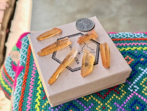 Tangerine Lemurian Quartz Lot, 6 pcs, New Find, Solar Plexus & Sacral Chakra, Minas Gerais, Brazil A835