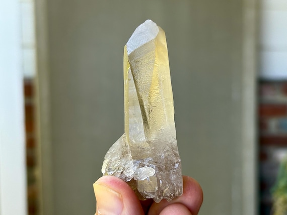 Citrine Lemurian with Phantom, Double Terminated & Channeling Formation, 61g, New Find, Natural Citrine, Goias, Brazil T446