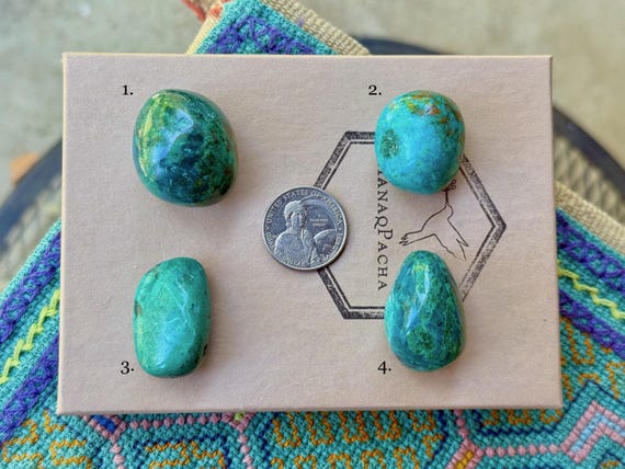 Chrysocolla from Peru, Natural Chrysocolla Tumbles, Choose ONE of Four, Throat & Heart Chakra Stone, Self-Expression T195