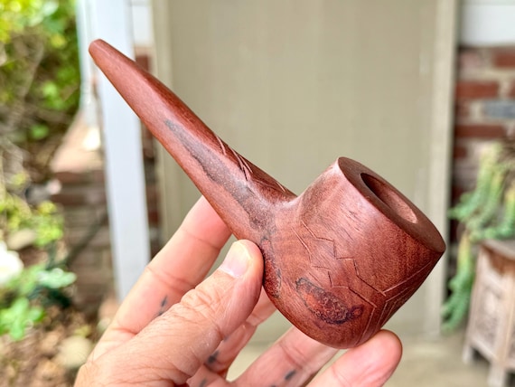 Shaman Pipe, Traditional Hand Carved Wooden Tobacco Pipe, Handmade in Pucallpa, Peru