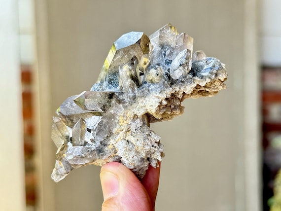 Smoky Lodolite Quartz Cluster with Starbrary Markings, 100g, New Find, Corinto, Minas Gerais, Brazil R647