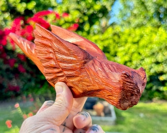 Owl Totem Pipe by Betson Macawashi, MINOR SCRATCH and DENT, Hand Carved Palo Sangre Wood Tobacco Pipe for Shamanic Ceremony, Pucallpa, Peru