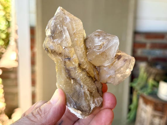 Elestial Citrine, Cluster Formation, Self-Standing, 351g, Manifestation & Creativity, Aracuai, Minas Gerais, Brazil X814