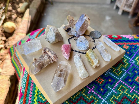 Brazilian Quartz Mixed Lot, 11 Pcs, Trigonic, Record Keeper & Starbrary Quartz, Urubu Tourmaline, Rhodochrosite and More WS230