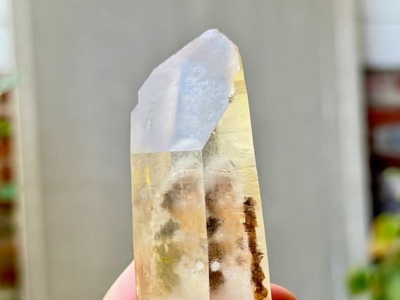 Golden Healer Phantom Quartz, 176g, New Find, Kaolinite and Possible Pyrite Inclusion, Goias, Brazil R086