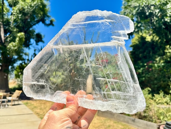 Giant Selenite Crystal Plate, 2.4 Kilo, New Find, Water-Clear Selenite Charging Plate, Purification and Energetic Cleansing W446