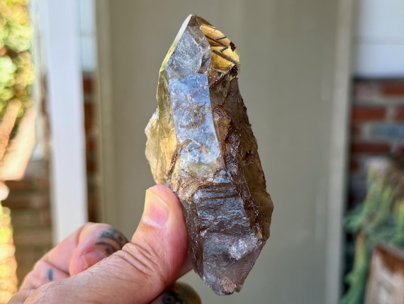 Smoky Quartz with Red Epidote (Piemontite), 213g, Strength & Courage, Minas Gerais, Brazil W879