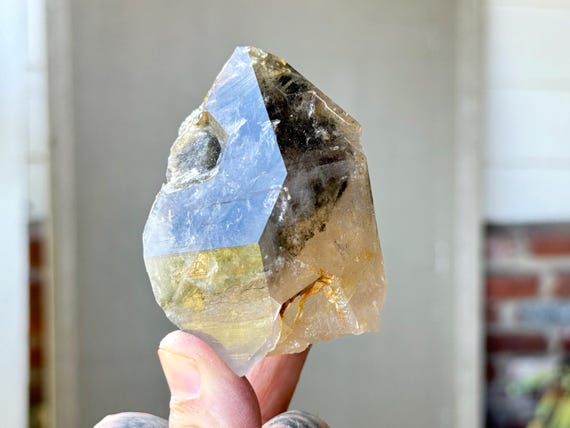 Lodolite Quartz with Green Chlorite & Hexagonal Key Imprint, Self-Standing, 213g, Corinto, Minas Gerais, Brazil W660