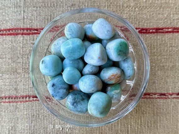 Andean Blue Opal, Natural Peruvian Blue Opal Tumbles, Medium Grade, Throat Chakra, Astral Travel & Creativity, Peru OP01