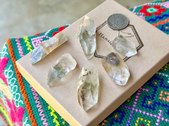 Green Chlorite Phantom Quartz Lot, 6 pcs, New Find, Purification & Heart Healing, Minas Gerais, Brazil B141