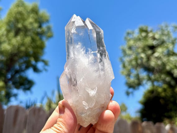 Cathedral Quartz, Water Clear with White Inclusions, 302g, Lightbrary Crystal for Akashic Record, Diamantina, Minas Gerais, Brazil W973