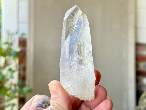 Lemurian Quartz Crystal with Unique Contact Key Across Main Facet, Old Find, Serra do Cabral, Minas Gerais, Brazil P249