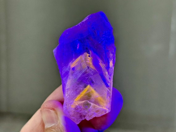 Powellite Phantom Quartz, UV Reactive & Natural Unpolished, 63g, New Find, Mental Clarity and Illumination, Bahia, Brazil T365