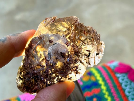 Smoky Quartz with Red Epidote (Piemontite), 108g, Growth Interference Quartz, Minas Gerais, Brazil T765