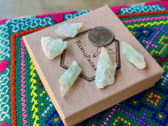 Celadonite Phantom Quartz Lot, 5pcs, Old Find, Breathwork, Dreamwork & Empowerment, Madagascar B262