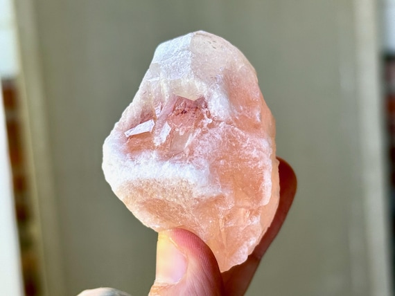 Pink Dreamsicle Lemurian Quartz, White Frost Inclusions, 122g, Dream Coat Lemurian, Minas Gerais, Brazil V063
