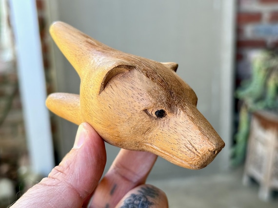 Bear Kuripe, Traditional Shamanic Applicator Pipe, Hand Carved from Solid Tropical Hardwood