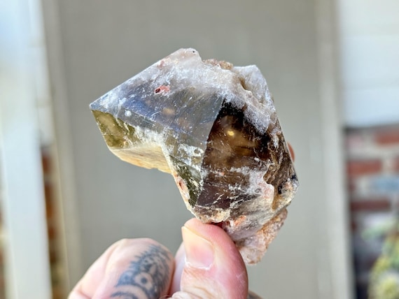 Smoky Quartz with Unusual Growth Interruption & White Inclusions, 201g, Minas Gerais, Brazil X171