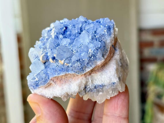Dumortierite Quartz Cluster with Pink Feldspar 219g, New Find, Third Eye Chakra & Throat Chakra, Enhance Lucid Dreaming, Bahia, Brazil W956