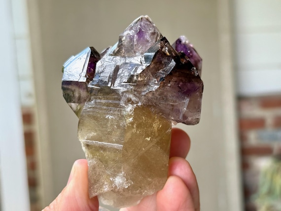 Elestial Amethyst Scepter, Citrine Inclusion, 347g, Old Find, Espírito Santo, Brazil V029