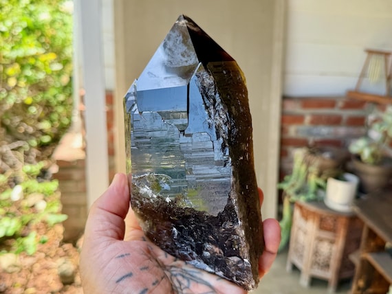Morion Smoky Cathedral Quartz, 1.8 Kilo, New Find, Akashic Record, Diamantina, Minas Gerais, Brazil V484