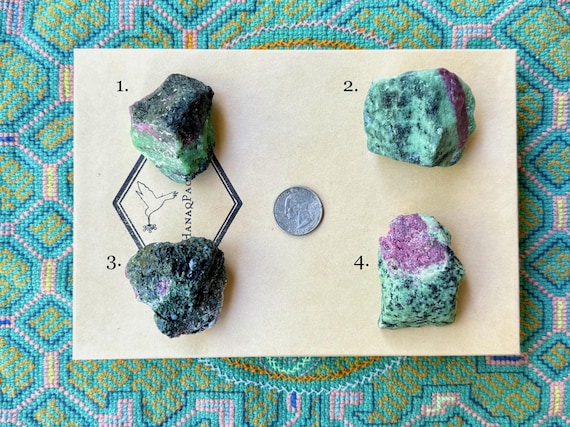 Ruby in Zoisite, Choose ONE of Four Natural Raw Ruby in Zoisite Stones, Heart Chakra, Prosperity and Abundance, India R825