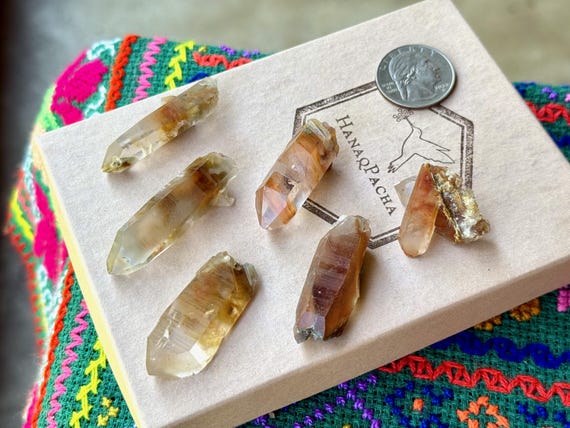 Red Amphibole Quartz Crystal Lot, 6 Pieces, Angel Lemurian Quartz with Red and White Inclusions, Guardian Angels, Minas Gerais, Brazil T721