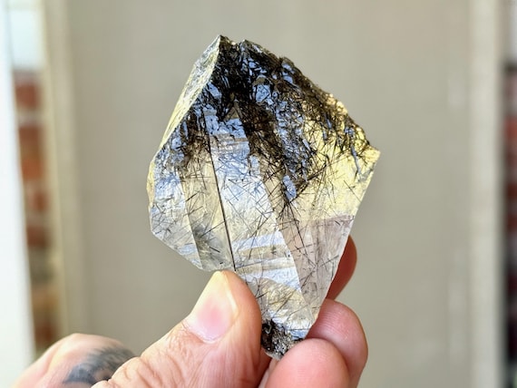 Black Tourmaline Quartz, Yin Yang Crystal (Masculine Feminine Balance), 82g, High-Grade Quartz, Diamantina, Minas Gerais, Brazil T273