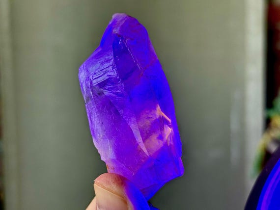Powellite Phantom Quartz with Amethyst, UV Reactive & Natural/Unpolished, 92g, New Find, Bahia, Brazil T361