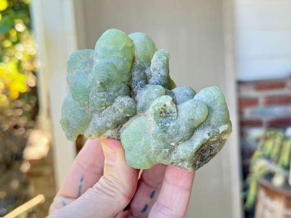 Prehnite with Green Epidote, Self-Standing, Natural Botryoidal Formation, 426g, Lucid Dreaming & Extraterrestrial Contact, Mali X382