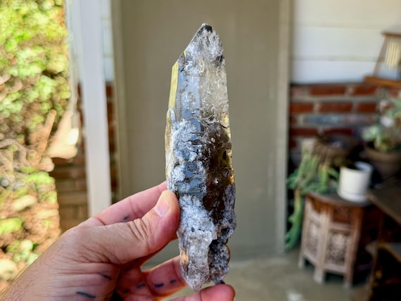 Black Phantom Lemurian Dissolution Quartz, Hydrothermally Etched, 376g, Spiritual Transformation, Bahia, Brazil V621