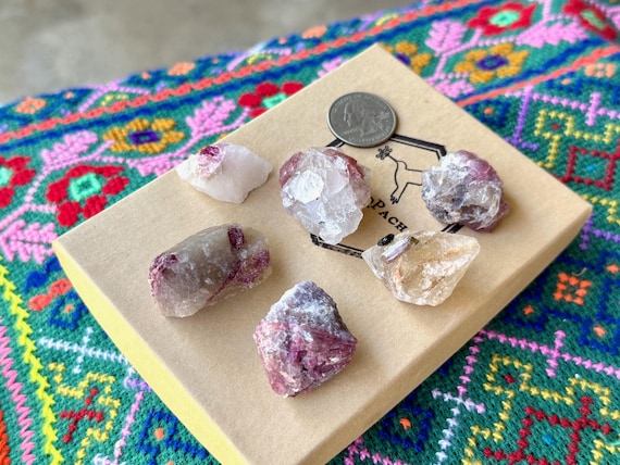 Unicorn Stone Quartz Lot, Pink Tourmaline & Lepidolite, 6 pcs, Coronel Murta, Minas Gerais, Brazil A322