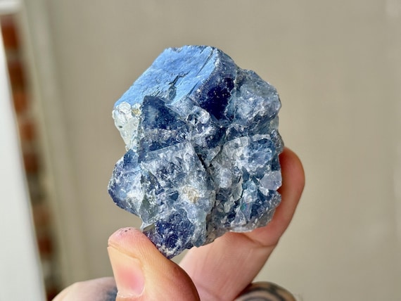 Bicolor Fluorite, Blue & Green, UV Reactive, 90g, Heart and Throat Chakra, Nigeria A438