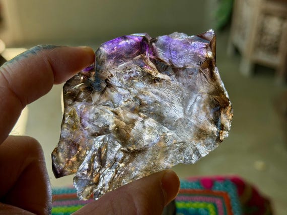 Elestial Smoky Amethyst, Citrine Inclusion, 130g, Old Find, Espírito Santo, Brazil A916