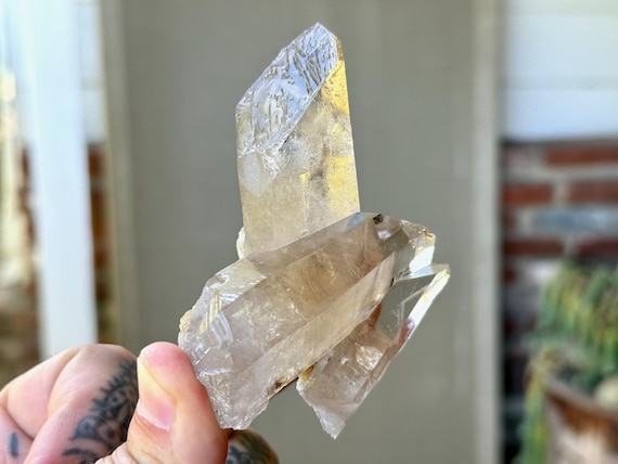 Golden Healer Starbrary Quartz with Raised Record Keepers, 159g, Quartz with Extraterrestrial Star Markings, Corinto, MG, Brazil T680