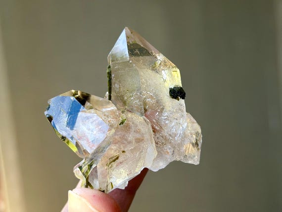 Green Epidote Quartz, Water Clear, 59g, New Find, Spiritual Growth, Interdimensional Contact, Minas Gerais, Brazil A852
