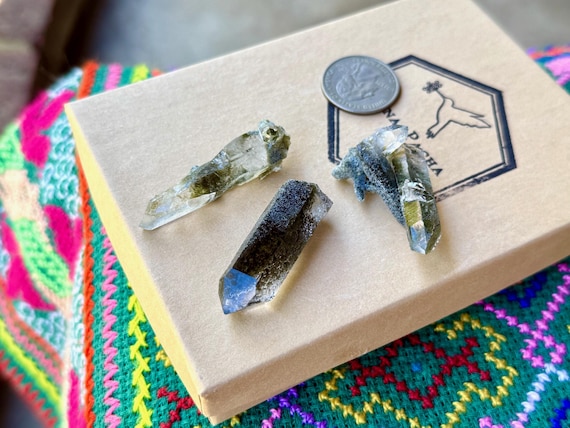 Green Chlorite Quartz Lot, Zeca de Souza Mine, 3 pcs, Heart Healing & Purification, Minas Gerais, Brazil A278