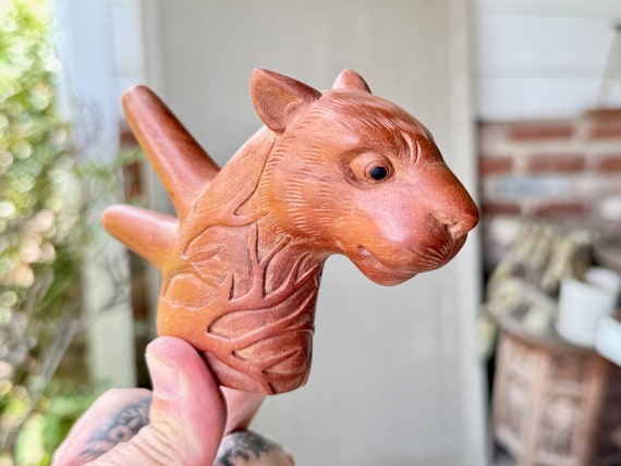 Jaguar Kuripe, Solid Wood Kuripe PIpe, Hand Carved from a Natural Sawo Wood, Shamanic Applicator Pipe