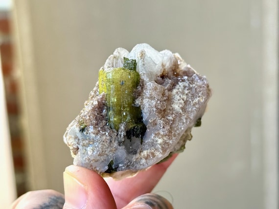 Unicorn Stone Quartz, Green Tourmaline & Purple Lepidolite, 107g, Coronel Murta, Minas Gerais, Brazil A336