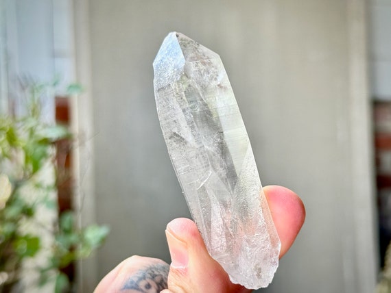 Lemurian Quartz Crystal with Black Speckled Inclusions, Serra do Cabral, Minas Gerais, Brazil P273