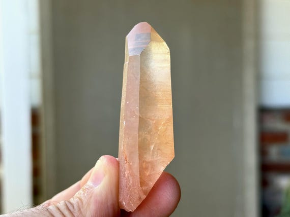 Pink Lemurian Quartz, 8-Sided Main Facet, 52g, New Find, Crown & Solar Plexus Chakra, Serra do Cabral, Minas Gerais, Brazil T690