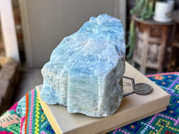 Aquamarine, Self-Standing, 888g, Natural Raw Aquamarine, Emotional Cleansing & Expression, Bahia, Brazil V362