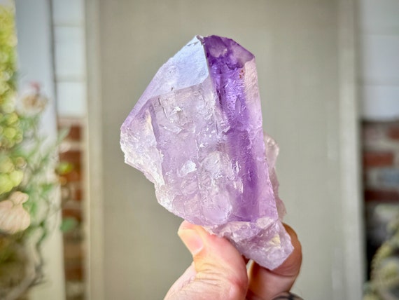 Amethyst Dissolution Quartz Crystal with Hydrothermally Etched Textures, 301g, New Find, Spiritual Evolution, Pernambuco, Brazil W320