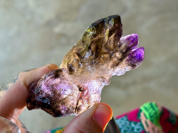 Elestial Amethyst & Smoky Quartz, Sceptered Growth, 115g, Old Find, Espírito Santo, Brazil T924