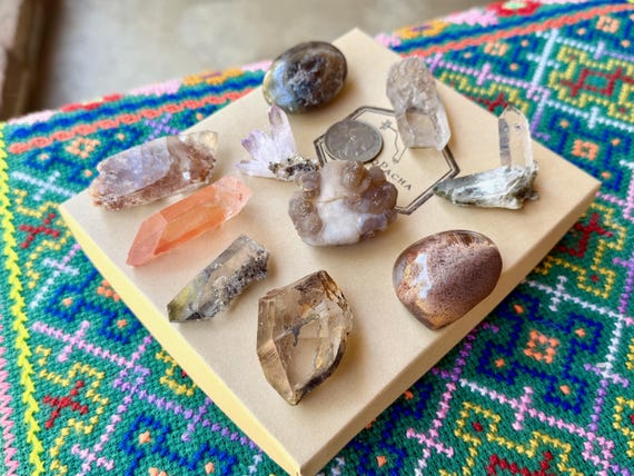 Brazilian Quartz Mixed Lot, 10 Pcs, Vera Cruz Amethyst, Zeca de Souza Quartz, Bronze Sapphire, Black Phantom Lemurian and More WS267