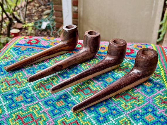 Tobacco Pipe, Traditional Wooden Pipe for Shamanic Ceremony, Hand Carved from Solid Tropical Hardwood, Ceremonial Mapacho Pipe