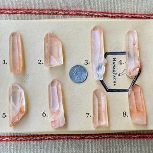 Coral Pink Lemurian Quartz, Choose ONE of Eight Pinkish Tangerine Lemurians, New Find, Serra do Cabral, Minas Gerais, Brazil R731