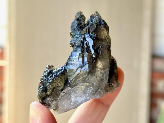 Cathedral Quartz with Black Tourmaline, Self-Standing, 112g, New Find, Cabasaco Mine, Diamantina, Minas Gerais, Brazil T207