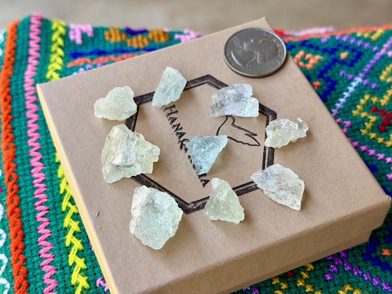 Etched Aquamarine Lot, 9 pcs, Emotional Cleansing, Medina, Minas Gerais, Brazil B357
